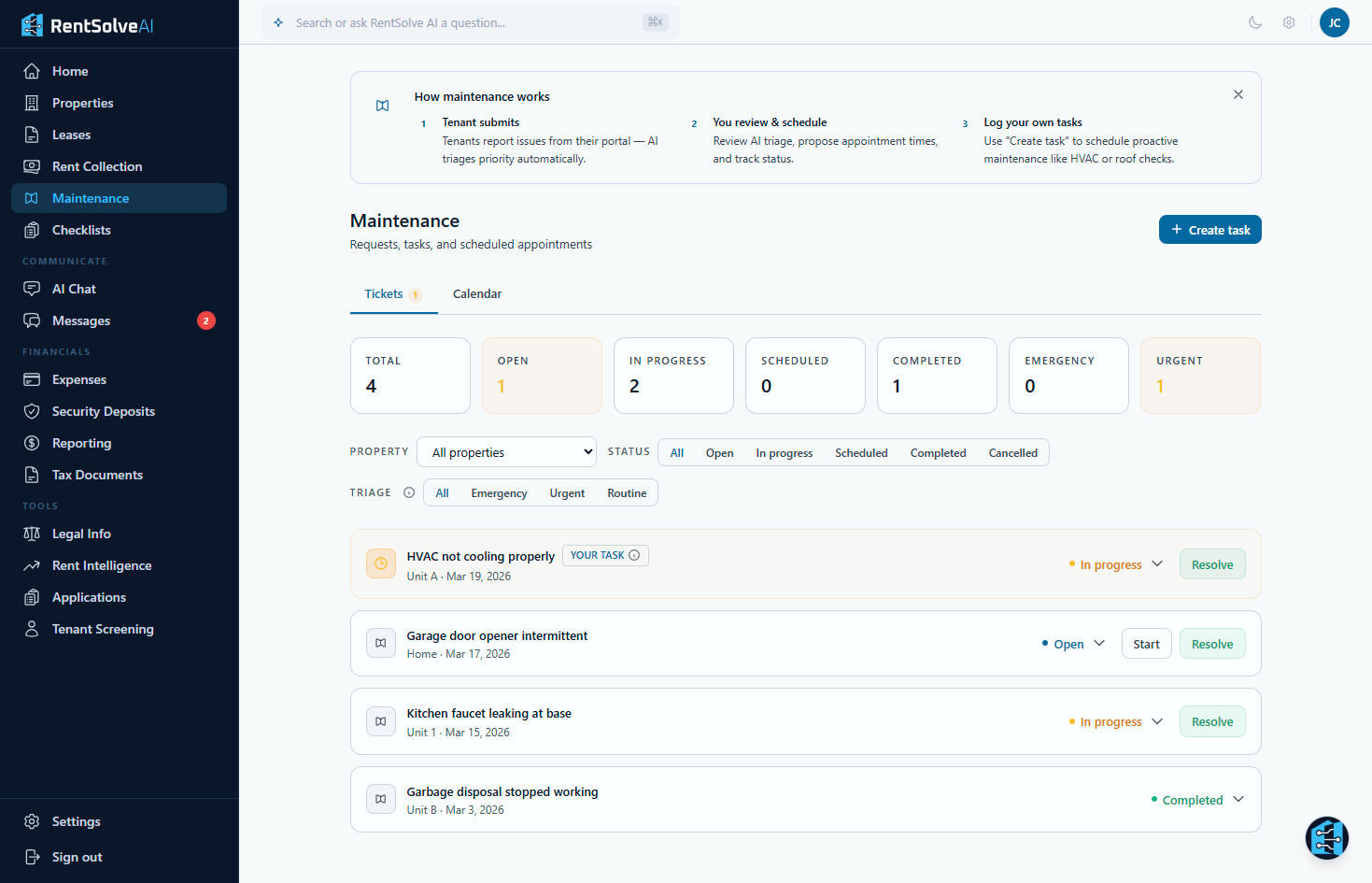 Maintenance tracking